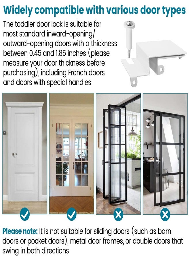 VIDABTE Child Safety Door Top Lockprevents children and pets from opening the door, Top Door Lock for Interior and exterior doors, Adjustable Child Locks (2 pcs) - Image 4